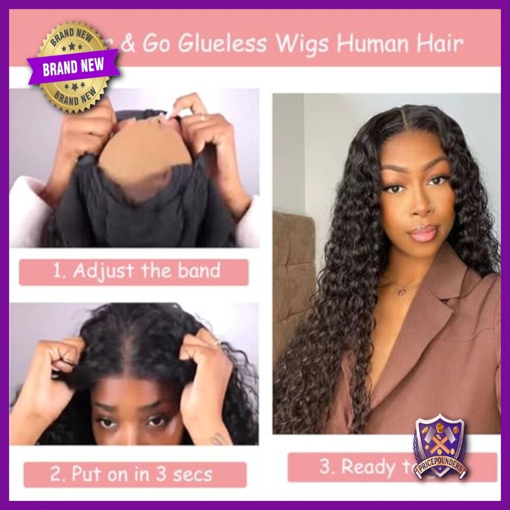 Glueless Human Hair Wig 22 Inch Deep Wave 5x5 HD Lace Closure - Picture 5 of 6